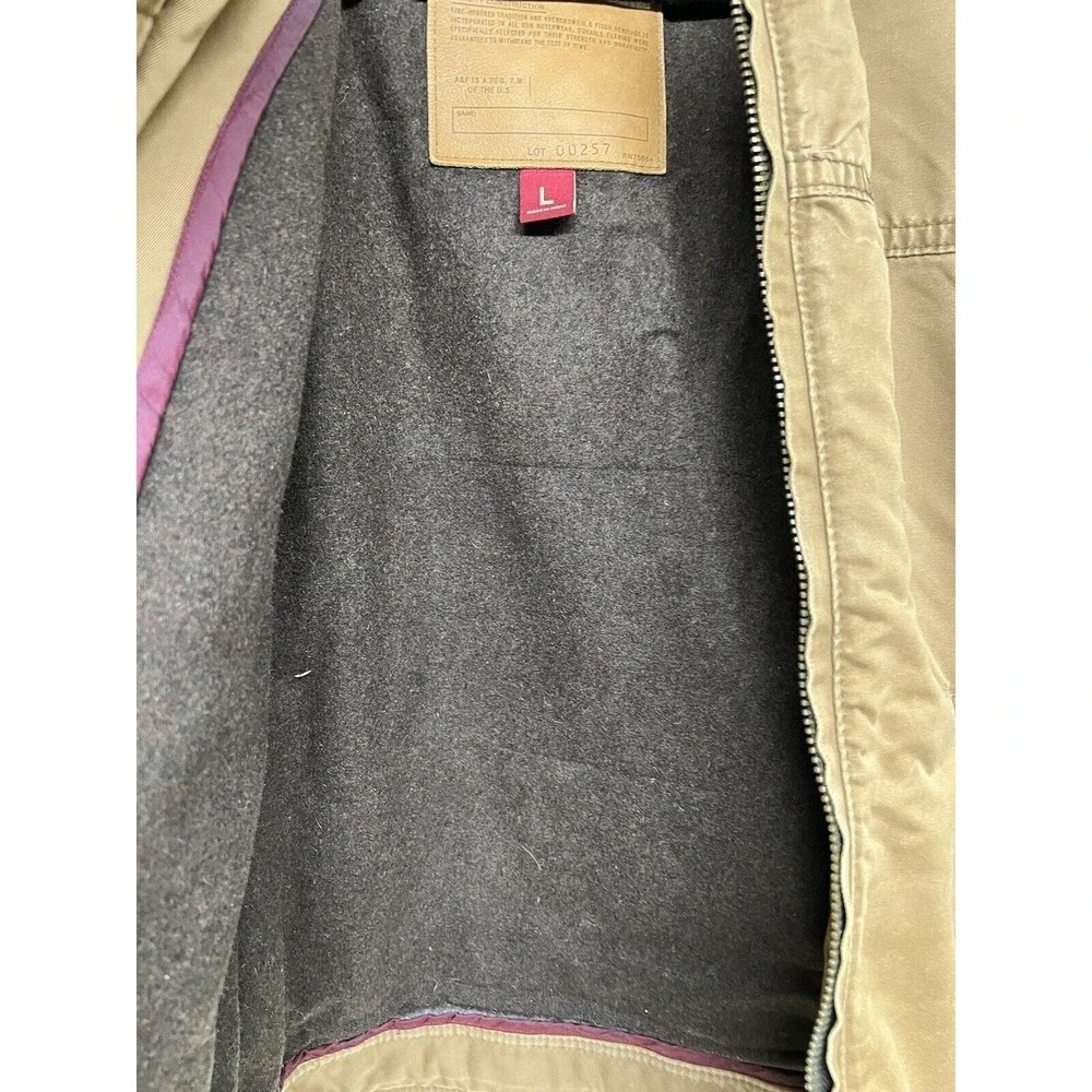 VINTAGE ABERCROMBIE & FITCH DISTRESSED MILITARY JACKET BROWN MEN'S SIZE LARGE‎